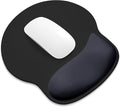 ITNRSIIET Ergonomic Mouse Pad with Wider Memory Foam Wrist Rest +17%, Curved Cushion Reduces Pressure 20%, Pain Relief, Non-Slip, Smooth, Cute Color Desk Accessory, 9.85 x 9 inch, Black Gray Gradient
