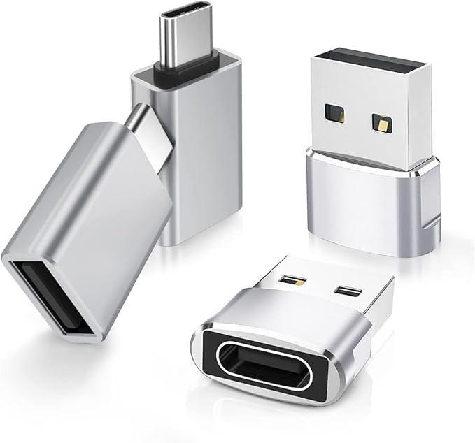Elebase USB to USB C Adapter&Type C Male to 3.0 Female Adaptor 4PCS,Thunderbolt 4 to Type A OTG Converter for iPhone 16 15 Pro Max Plus,Apple Watch 10 9,MacBook,PC,Galaxy A56 M56 M36,iPad Air Mini