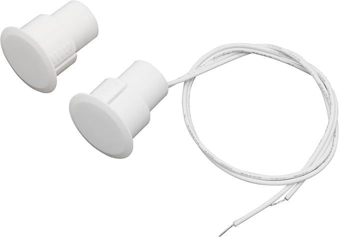 Recessed Wired Security Window Door Contact Sensor, Normally Open NO, Door Alarm Magnetic Reed Switch with 2 Wire, ABS White, RC-36