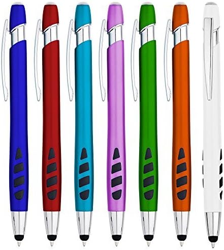 Stylus Pen for Touch Screens & Writing Pens, with Sensitive Stylus Tip - 2 in 1, for Your iPad, iPhone, Kindle, Nook, Samsung Galaxy, Tablets & Phones - Assorted Barrel Colors, Black Ink