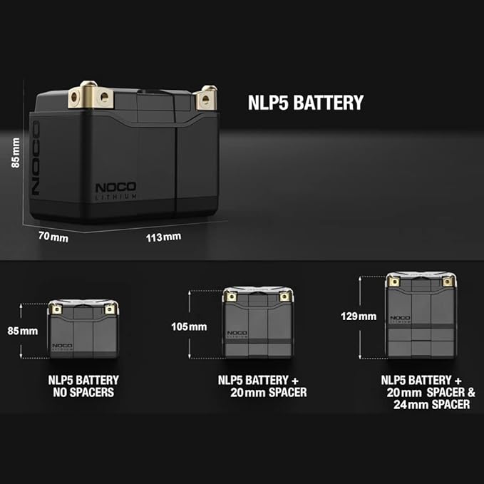 NOCO Lithium NLP5: Ultra-Light 12V Lithium Powersport Battery – Group 5 – 2Ah – 250A Start Power – Intelligent BMS – UL Certified