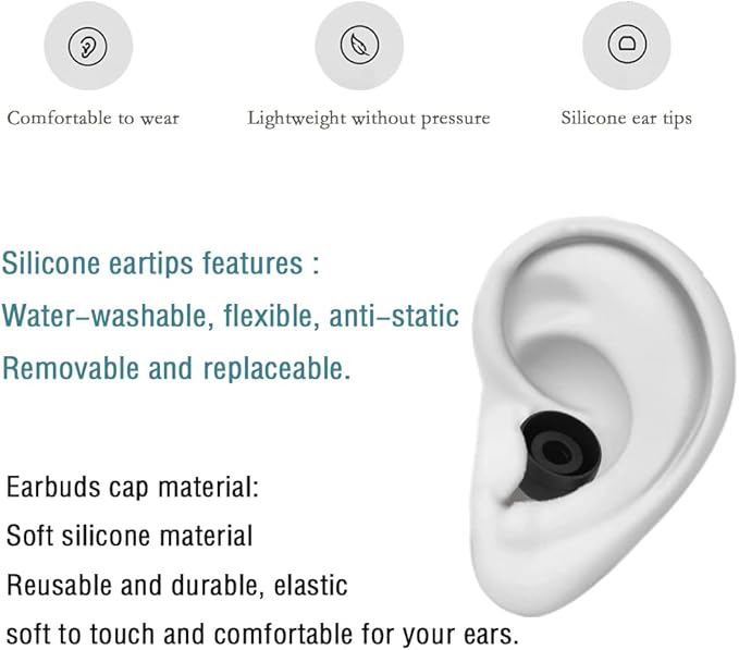 Silicone Small Replacement Earbud Tips Eartips for In-Ear Headphones Rubber Tips Earbuds Cap 10 Pairs (Black)