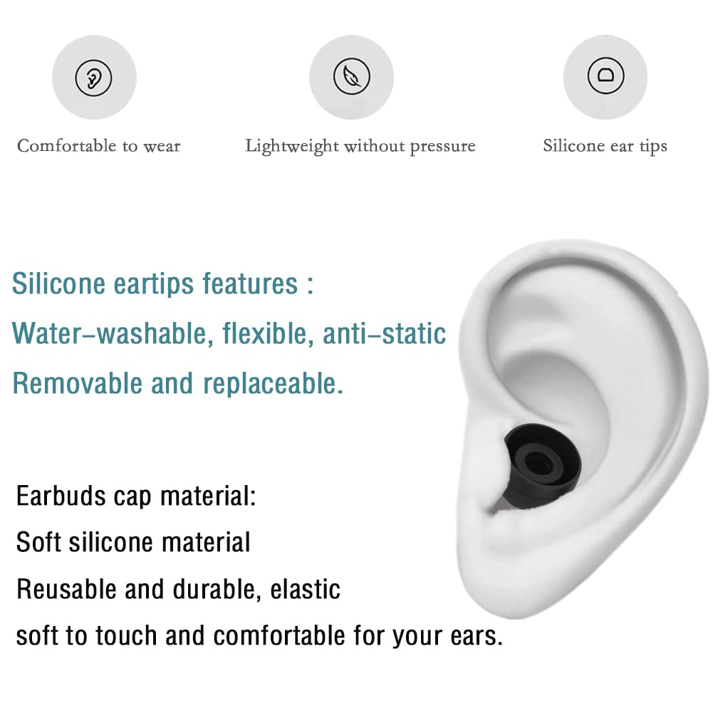 WKYMY Silicone Medium Replacement Ear Tips - Eartips for In-Ear Headphones - Rubber Tips Earbud Covers - 10 Pairs (Black)