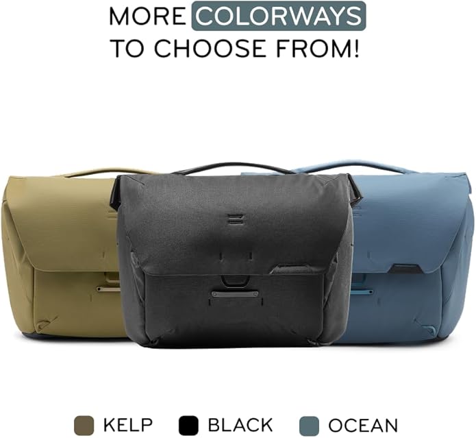 Peak Design Everyday Messenger V3 13L, Kelp, Weatherproof Camera and Work Bag with Laptop Sleeve, Expandable, MagLatch Closure, FlexFold Dividers, Fits 13" Laptop, Messenger Bag for Men and Women