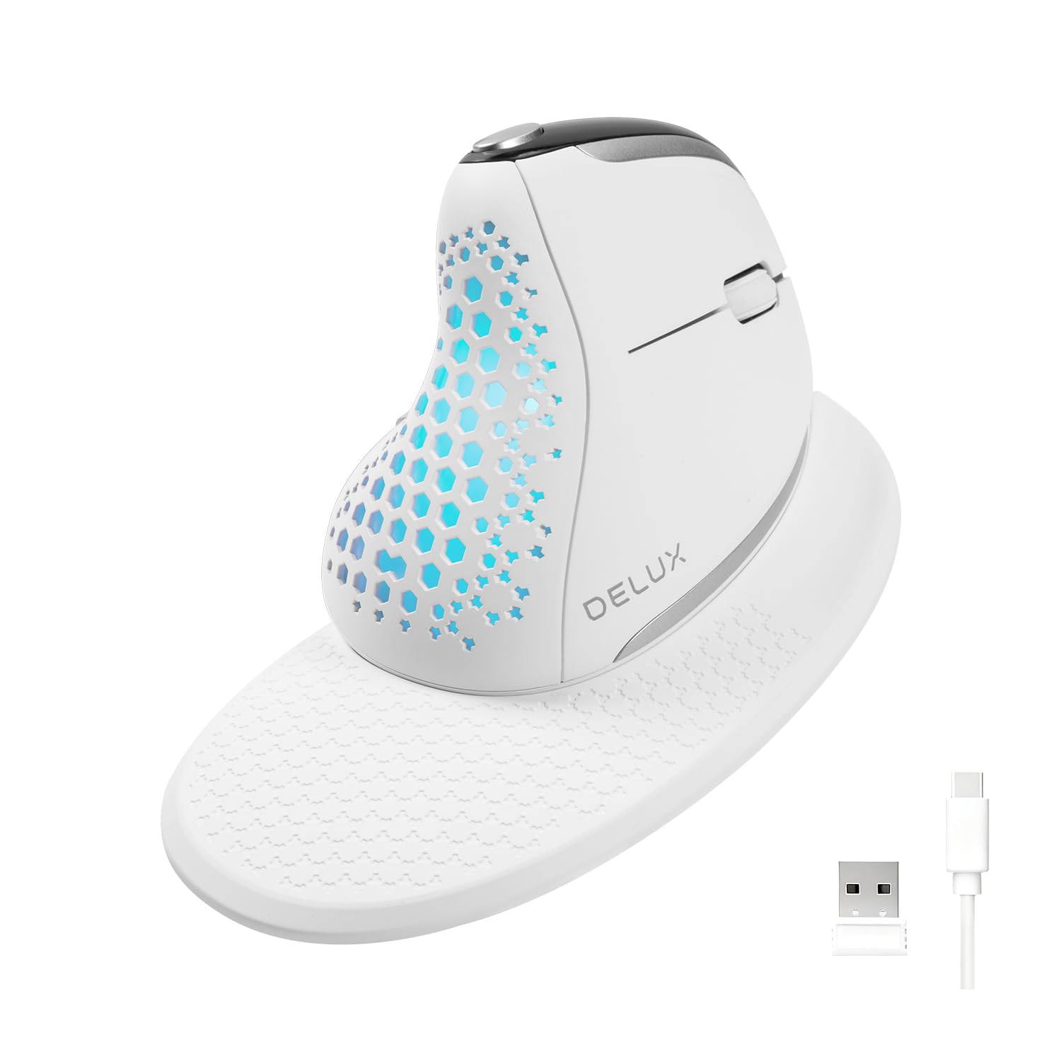 DELUX Seeker Ergonomic Vertical Wireless Mouse with OLED Screen (M618XSD)