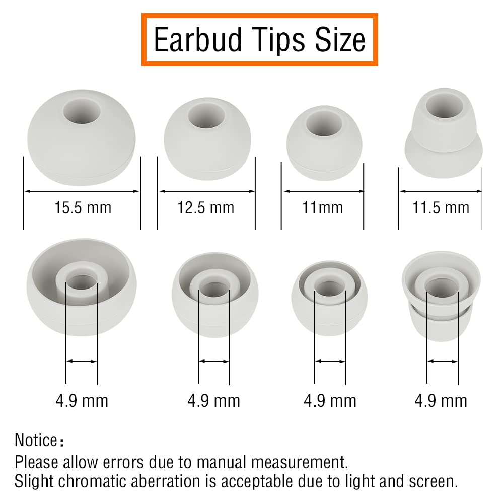 4 Pairs Silicone Ear Tips Earbuds Replacement Tips Earbuds Cap Eartips Tips Compatible with Powerbeats 1/2/3 Wireless Beats by Dre Headphones (Light Gray)