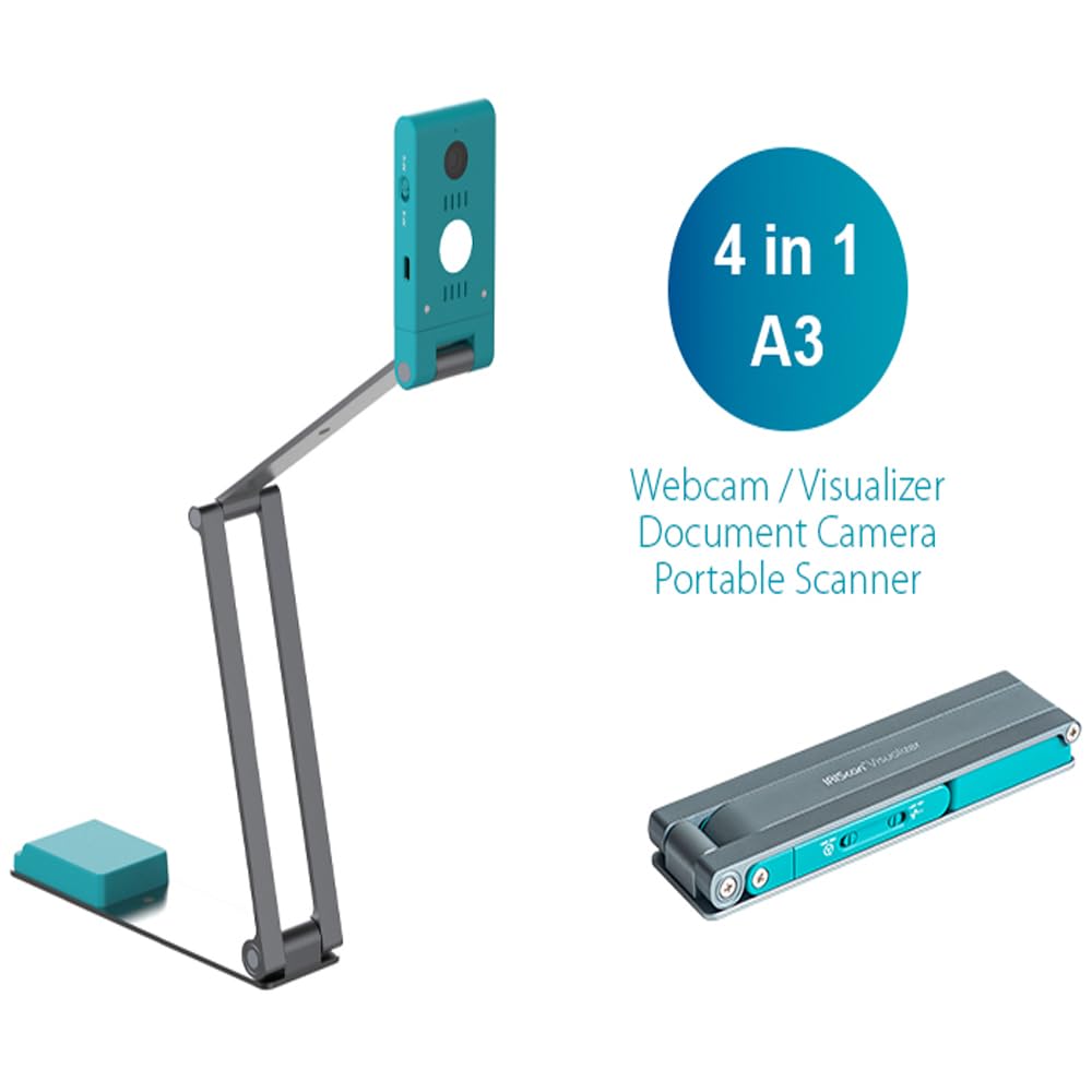 IRIScan Visualizer 7 Grey 4K 13MP USB Document Camera for Teaching and Distance Learning, Portable A3 Scanner for Windows and Mac