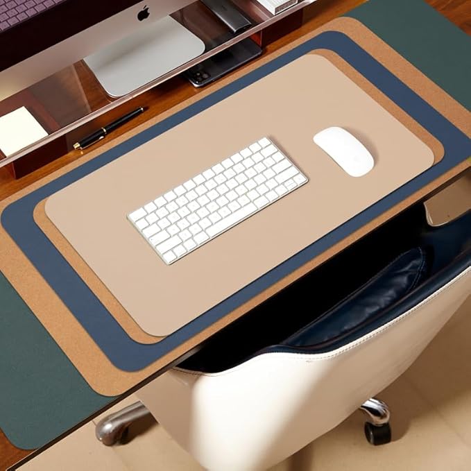 Cork Desk Mat - Small Dual-Sided Desk Pad for Office and Home - Desk Organization and Accessories - Ideal for Large Mouse Pad and Small Desk Mats on Top of Desks(Olive Green,23.6"x 13.8")