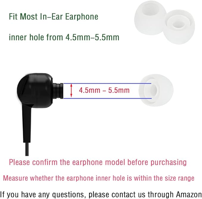 Silicone Small Replacement Earbud Tips Eartips for in- Ear Headphones Rubber Tips Earbud Replacement Earbuds Cap 10 Pairs (White)
