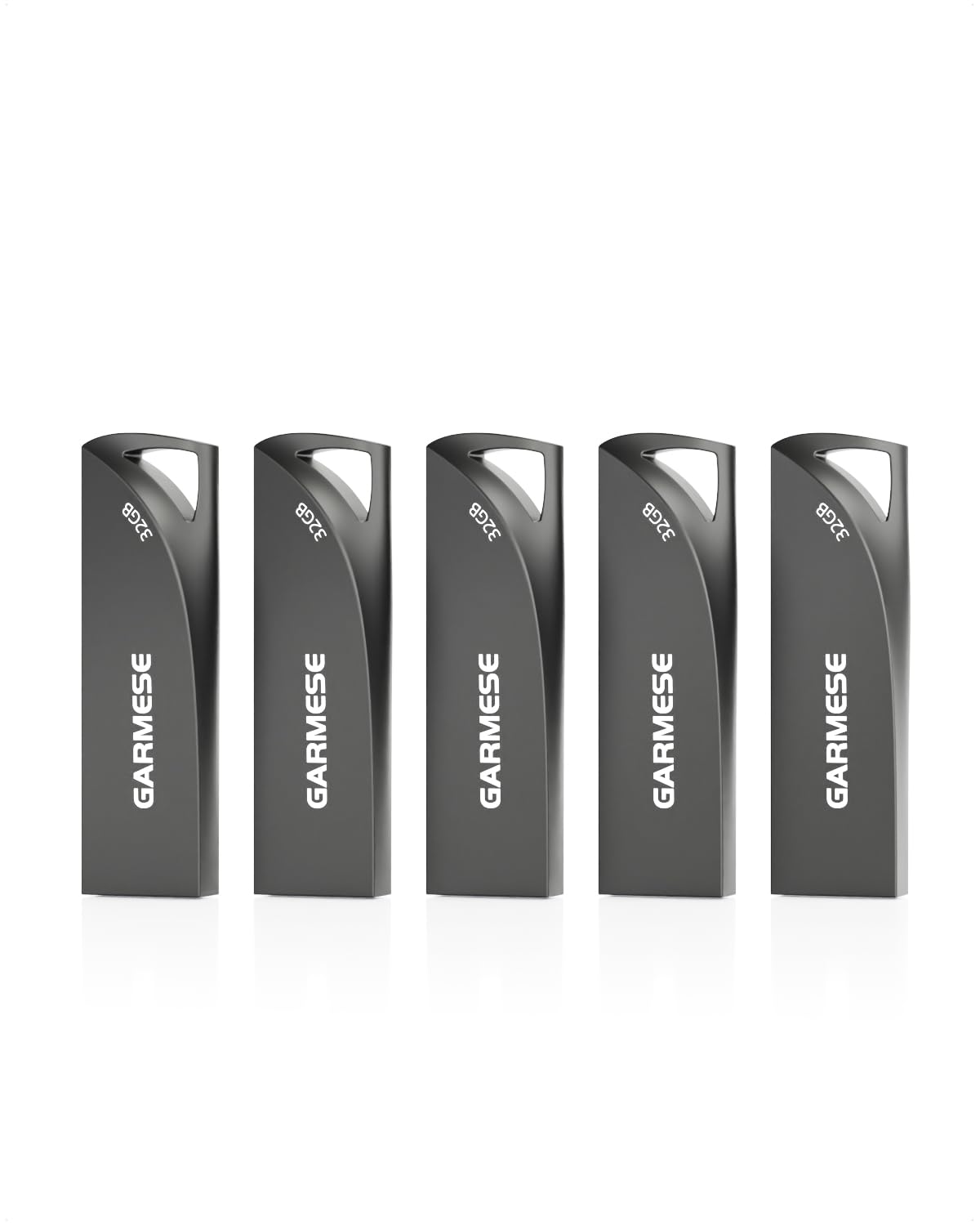 GARMESE Metal USB Flash Drive with Keychain Portable Memory Stick 32GB 5 Pack