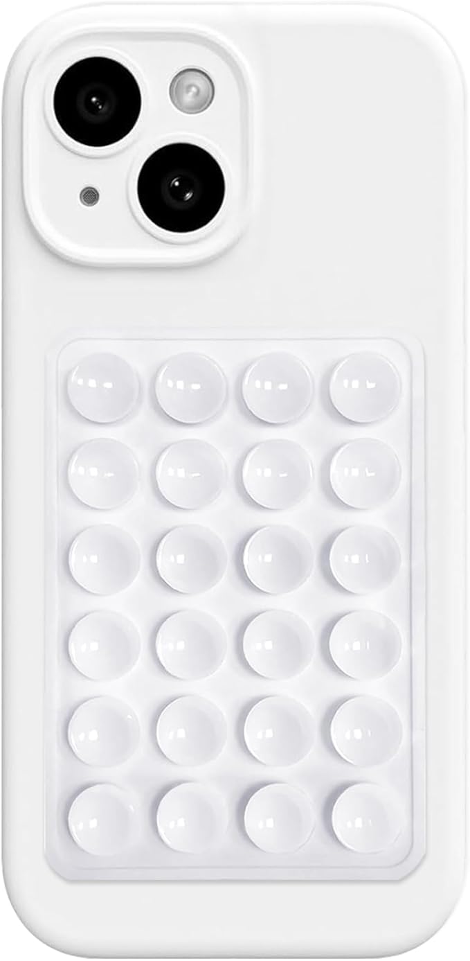 AZXYI Silicone Suction Phone Case Mount, Silicon Adhesive Suction Cup Phone Mount, Non Slip Sticky Phone Grip for Cellphone, Strong Grip Holder for Selfies and Videos (White)