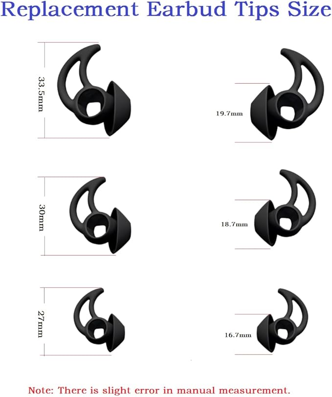 Silicone Earbud Tips 3 Pairs, Medium Replacement Eartips, Soft Earbud Tips Compatible with Bose QuietComfort Earbuds and Sport Earbuds,Black