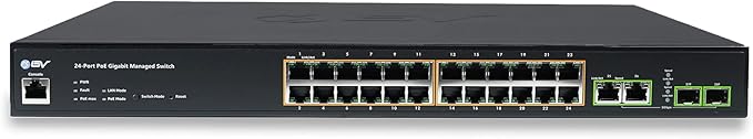 BV-Tech 24-Port Gigabit PoE+ Managed Switch with 2 Ethernet & 2 SFP Uplinks | High-Performance, NDAA Compliant | POE-SW2404G-MG-PLUS