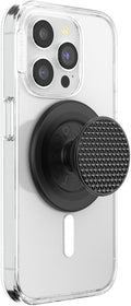 PopSockets Phone Grip for MagSafe with Kickstand, Magnetic Stand, Swappable Top, Secure Hold for iPhone MagSafe Cases, Phone & Tablet Grip - Alum Triangle Knurled Black