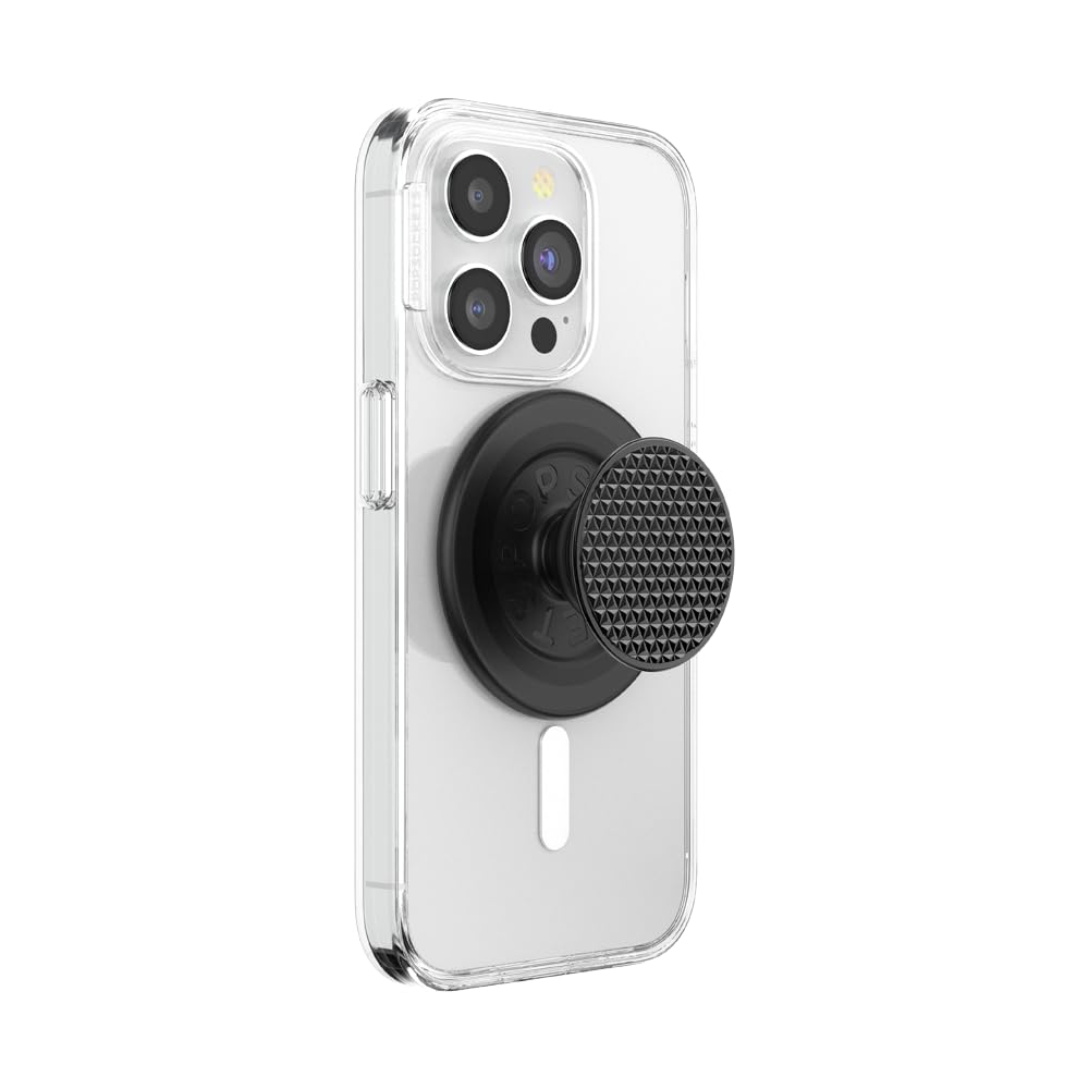 PopSockets Phone Grip for MagSafe, Magnetic Holder, Phone Stand, Black - Alum Triangle Knurled Black