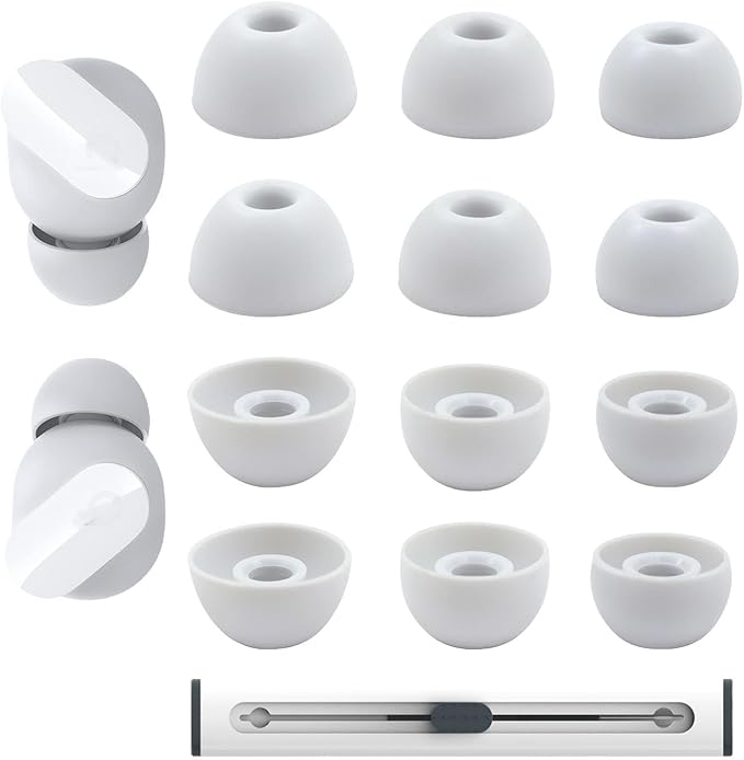 Replacement Silicone Ear Tips for Beats Fit Pro/Studio Buds/Studio Buds+ Headphone, 6 Pairs Earbuds Eartips L/M/S, Eargels Set Fit in Case, Earplug Ear Cap (Silver White with Pen)