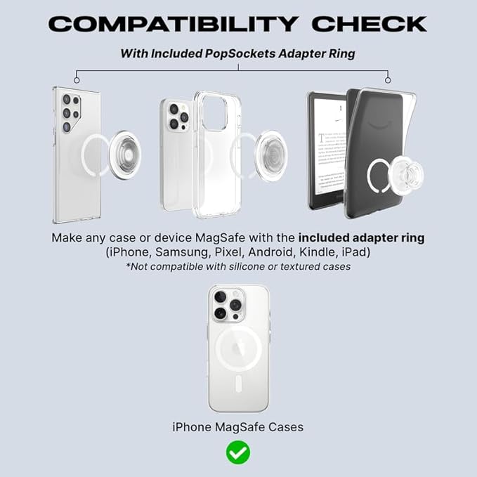 PopSockets Phone Grip for MagSafe with Kickstand, Magnetic Stand, Swappable Top, Secure Hold for iPhone MagSafe Cases, Phone & Tablet Grip - Circus Regrind Coconut Crème