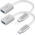 USB C to USB 3.2 Adapter [2pcs Silver], Transfer up to 10Gbps, Type C to USB(Male-Female OTG Cable USBC to USB Adapter Compatible with MacBook Pro/Air, iPhone 15 Pro Max Plus