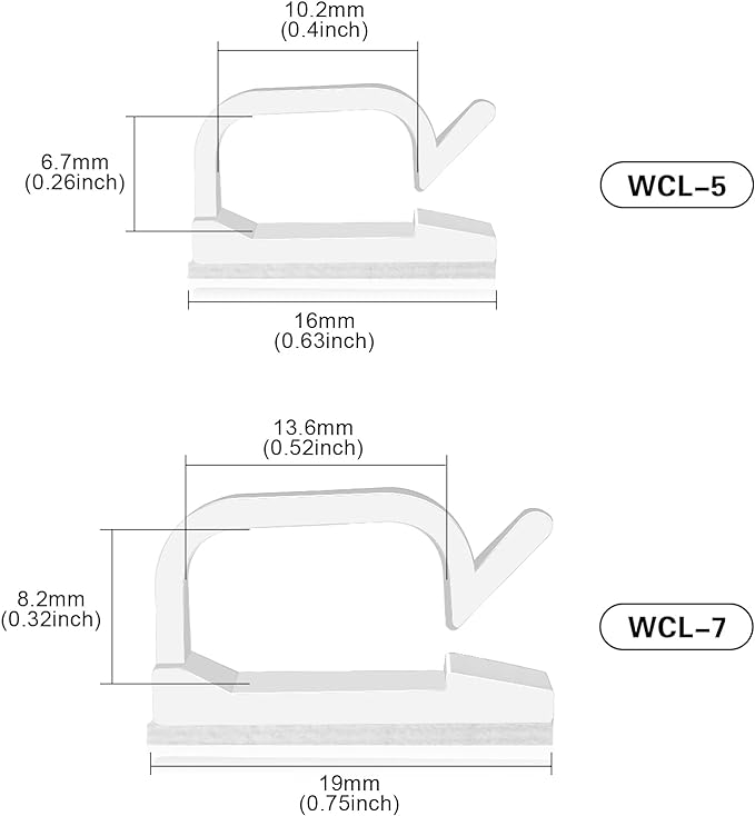 XHF 5/8” Adhesive Cord Clips White 60pcs, Cable Management Staples for Under Desk, Car, Wall, TV, PC, Ethernet