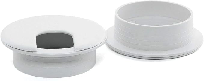 2pcs 2 Inch Desk Wire Cord Cable Grommets Hole Cover for Office PC Desk Cable Cord Organizer Plastic Cover (White-2Pcs)