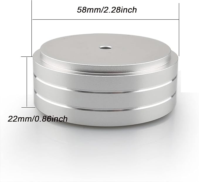 Tertullus 4 Pcs Turntable Feet Aluminum HiFi Turntable Isolation Feet Aluminum Stand Speakers Spikes Audio Pads 58x22mm for HiFi Amplifier/Speaker/Turntable/Player(Silver)