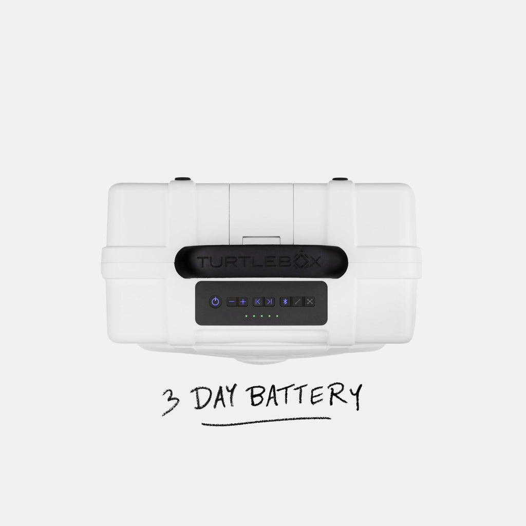 Turtlebox Original Gen 3 Outdoor Bluetooth Speaker, White/Royal Blue
