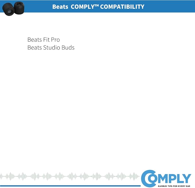 Comply Memory Foam Replacement Earbud Tips for Beats Fit Pro & Beats Studio Buds | Ultimate Comfort, Secure Fit, Superior Noise Isolation | Black, Large (3 Pairs)