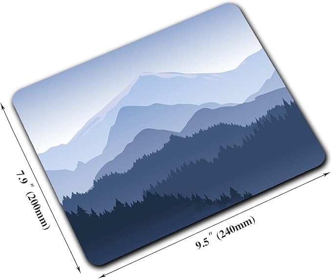 Pine Trees Forest Mouse Pad, Distant Mountain Mouse Pad for Design, Anti-Slip Rubber Base Wireless Mouse Pads for Laptop