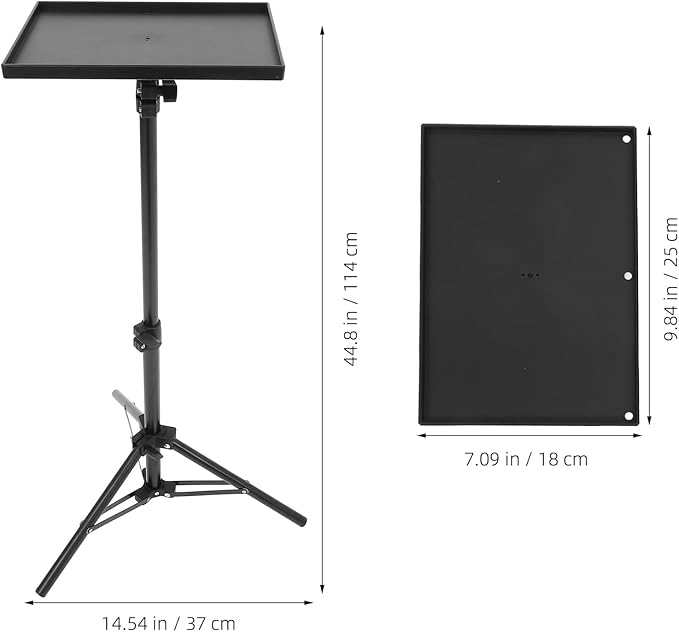 MAGICLULU Projector Stand Tripod 44.88 Inch Height Adjustable Tripod Stand Portable Projector Table with Tray for Office Home Movie Equiqment (Tray Size 7.09 x 9.84Inch)