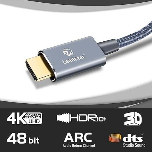 LEADSTAR HDMI Cable 4K 30 ft / 9m, High Speed HDMI 2.0 Cord Braided | 4K@60Hz, Ultra HD, 2160p, ARC, HDR, 3D, HDCP 2.2 | for Xbox, PS5, TV, Laptop, Monitor