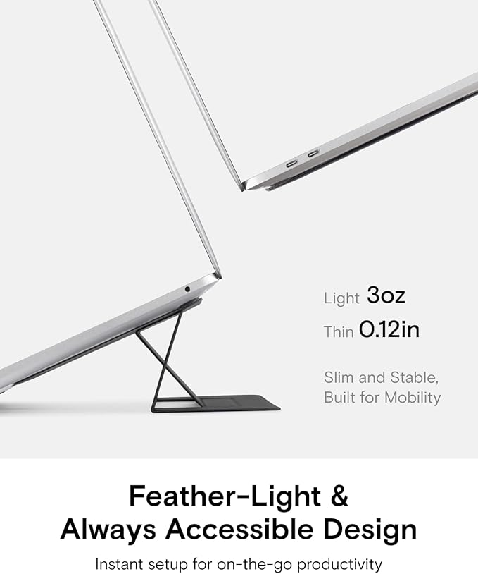 MOFT Laptop Stand for Desk, Adhesive MacBook Computer Stand with 2 Adjustable Viewing Angles, Foldable and Portable Laptop Riser Compatible with 11"-16" Laptops, Navy Blue