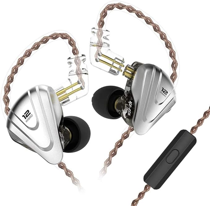 KZ Wired Earbuds ZSX in-Ear Headphones with Dynamic Crystal-Clear Sound and Ergonomic Custom-Fit Earpieces (S/M/L), 3.5mm Jack for Phones and Laptops(with Mic,Black)