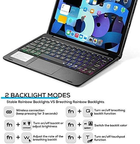 Keyboard Case for iPad 10.2 9th/8th/7th Gen, Rotating Case for iPad9/iPad8/iPad7 with Backlits Touchpad Keyboard-360° Rotatable Smart Cover with Pencil Holder, Black