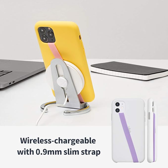 Sinjimoru Stretchable Silicone Phone Strap, Flexible and Elastic Grip Holder for iPhone & Android, Secure Phone Loops Finger Grip with Wireless Charging Support Sinji Loop Mint