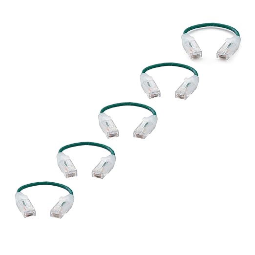 TRUECABLE Cat6 Component Rated Patch Cable, Unshielded (U/UTP), 6in, Green, 28AWG Solid Copper, Snagless 10G High-Speed Ethernet Cable, PoE++ 4PPoE 100W, UL Listed, RoHS-3, 5 Pack