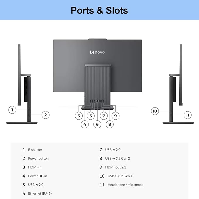 Lenovo 2024 IdeaCentre I Business All-in-One, 27" FHD Touchscreen 100Hz, Intel Core i5-13420H, 16GB DDR5 RAM, 2TB SSD, Wireless Charging Base, Wireless KB & Mouse, Wi-Fi 6, Windows 11 Pro, Grey