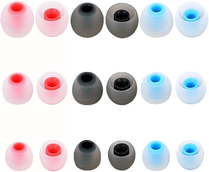 Earbud Tips Soft Anti Slip Washable Reusable Silicone Fit Most In-Ear Earbuds (Inner Hole 3.8mm-5.1mm) 18pcs S M L
