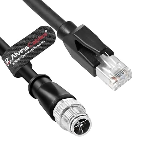 Alvin's Cables M12 8 Pin Male to RJ45 Shielded Ethernet Cable X Coded 8 Position Cat6a Cable for Cognex Industrial Camera 3.2ft/1M