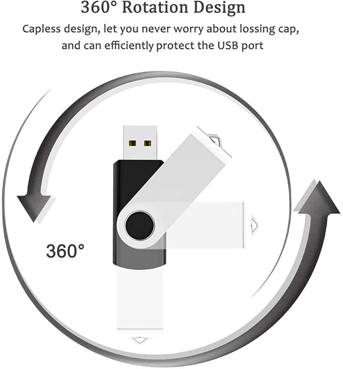 5 Pack 64GB USB Flash Drive with Type C Adapter and Storage Box USB 2.0 High Speed Metal Pen Drive 360° Rotatable Storage Memory Stick for Phone/Pad/PC/Laptop/Android - Black(5-Pack 64GB)