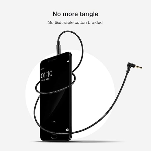 CableCreation 2-Pack 3.5mm Aux Cable 3FT/0.9m, 90 Degree 3.5mm Male to Male HiFi Cable with Silver-Plating Copper Core for Car Stereos, iPhones, PS4 Headset, Beats, Echo-Dot, 24K Gold Plated