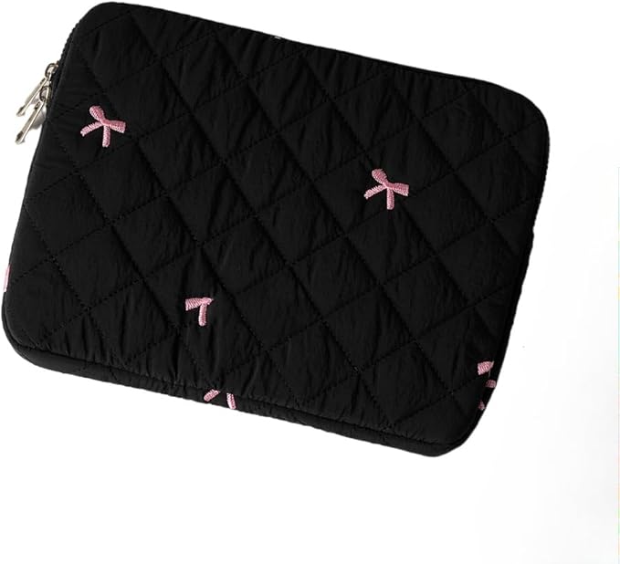 Cute Bow Graphic Carrying Laptop Bag Y2K Preppy Laptop Sleeve Case Bag Kawaii Pad Computer Protect Case Pouch (15-15.6 inch,Black)