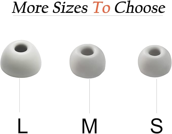 Silicone Ear Tips for Beats Studio Buds - Replacement Earbuds Cover, 6 Pairs, LMS Gray White