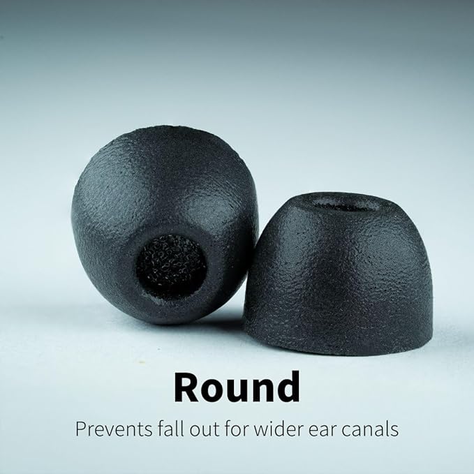 Comply 500 Core Series | Memory Foam Replacement IEM Ear Tips for KZ, Moondrop, FiiO Sennheiser & More | Superior Noise Isolation, Ultimate Comfort, Secure Fit | Round, Black, Large (3 Pairs)
