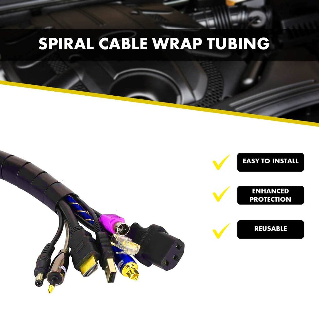 Kable Kontrol Vortex Spiral Cable Wrap - 1/8” Inch 100’ Feet Long - Hose Protector Flexible Polyethylene Wire Conduit Tubing Cable Sleeve Cord Cover to Organize Wires – Black