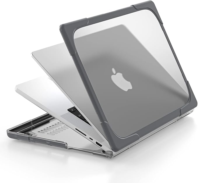 Batianda Compatible with New MacBook Pro 16 inch Case 2024 M4 Chip 2023 2021 Release with M3 M2 Pro Max, Heavy Duty Protective Plastic Hard Shell with Fold Kickstand & Keyboard Cover Protector, Gray