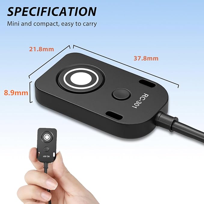 for Canon/Fuji RC301-2.5mm Remote Camera Small Shutter Release Remote Control 196.8 "Extended Cable R50V R100 R6 R8 R10 80D XT2/3/4/5 XH2S GFX100/S GFX50/S/II (RC301-2.5/E3 196.8in/5m)