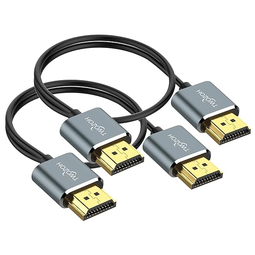 Twozoh Flexible & Slim HDMI Cable 6.6FT 2 Pack, Ultra Thin HDMI Cord Supports High Speed 4K@60Hz 18gbps 2160P/1080P