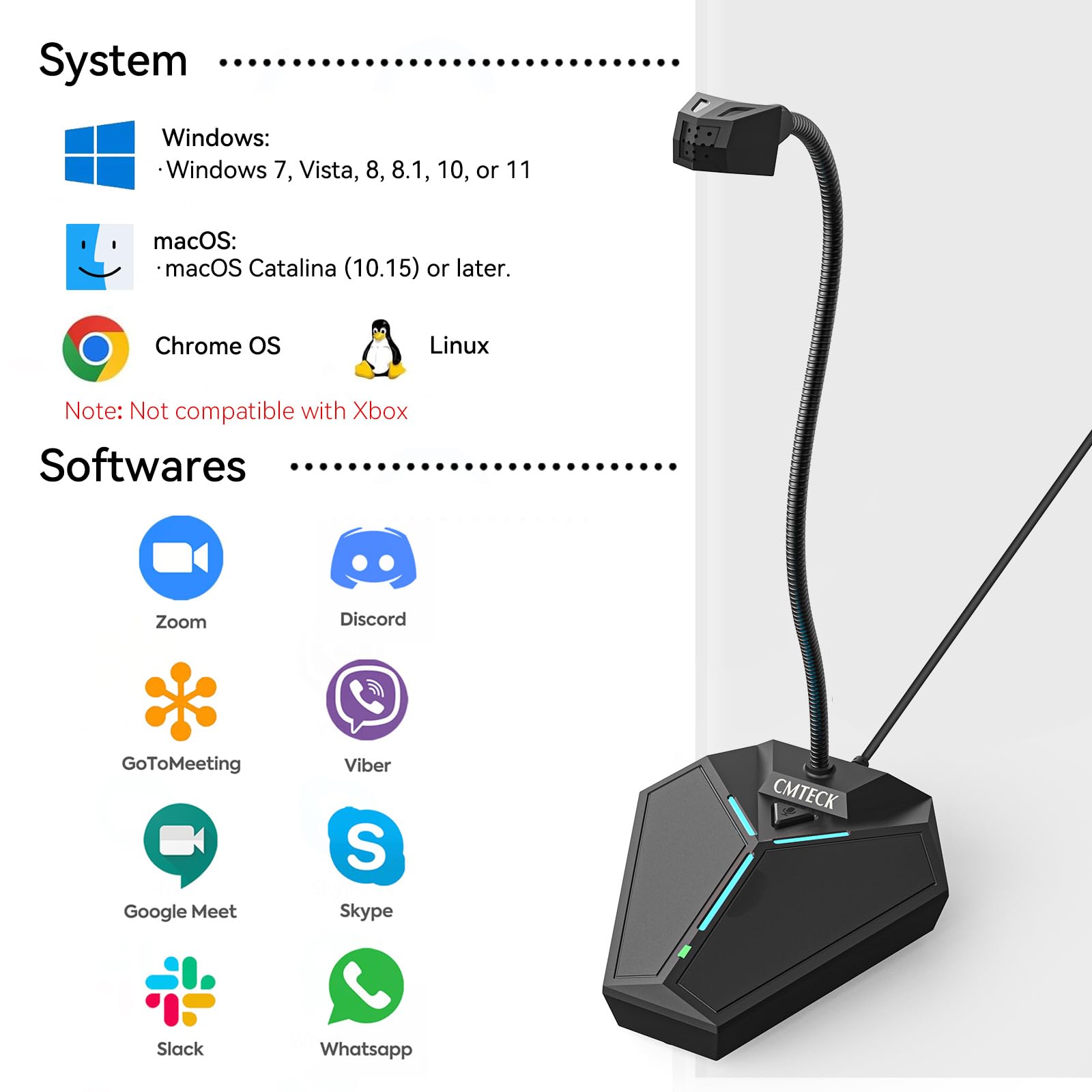 CMTECK USB Computer Microphone, Plug-and-Play, Studio-Quality for PC,Laptop