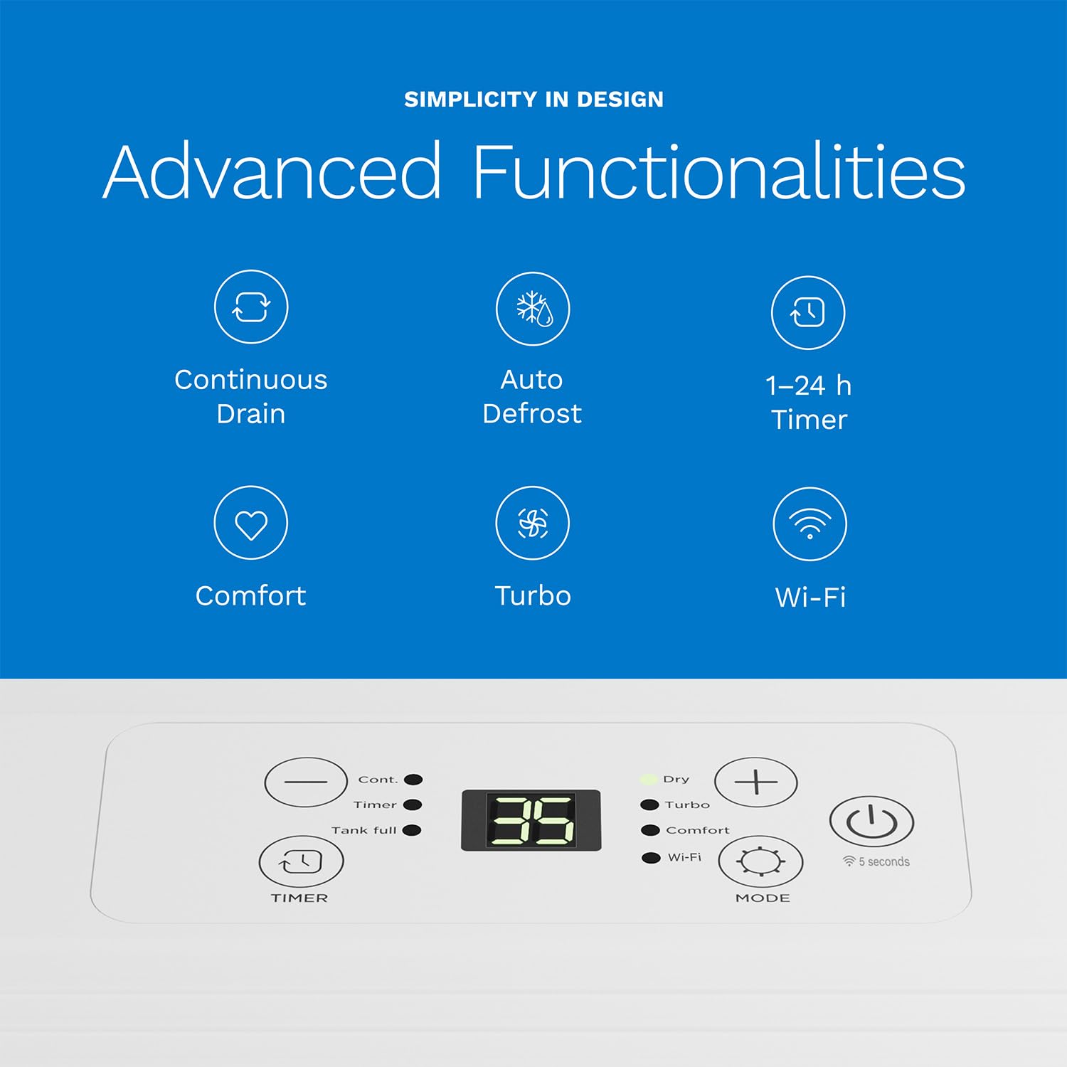 hOmeLabs Dehumidifier 1,800 Sq Ft 8 Pint (MAX 24 Pint at 95°F, 90% RH)
