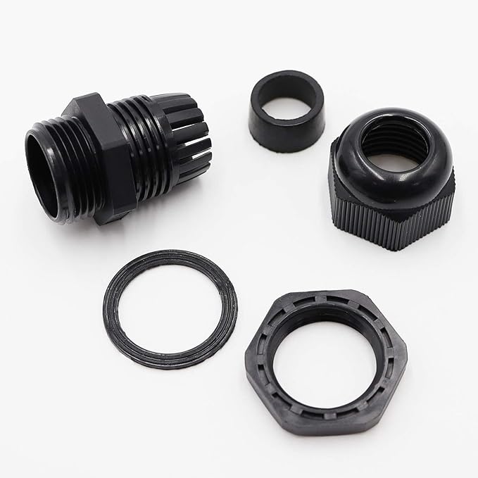 PENGLIN Cable Glands 1-1/4" NPT Nylon Cable Connector, Strain Relief Cord Connector, IP68 Waterproof Adjustable Locknut(1-1/4 Inch (12-Pack))